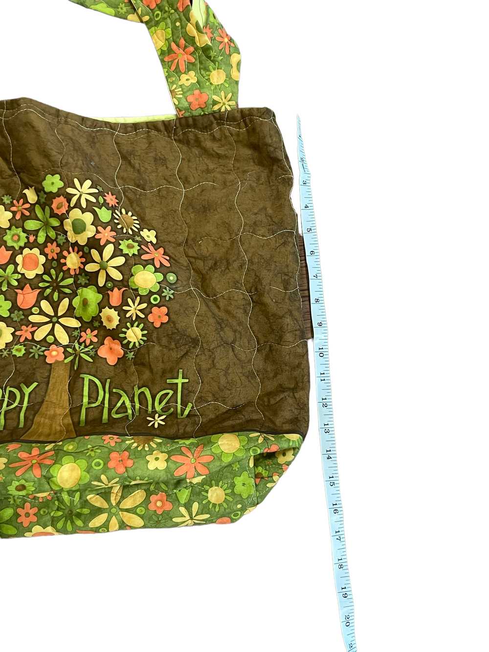 Happy Planet” handmade / homemade open top tote - image 5