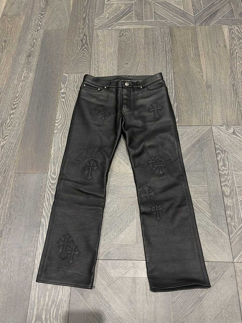 Chrome Hearts Cross Patch Leather Pants - image 1