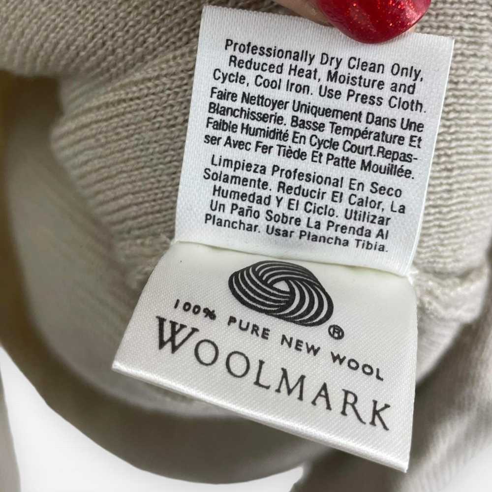 Vintage 00s DKNY Vintage Cream Wool Knit V-Neck C… - image 3