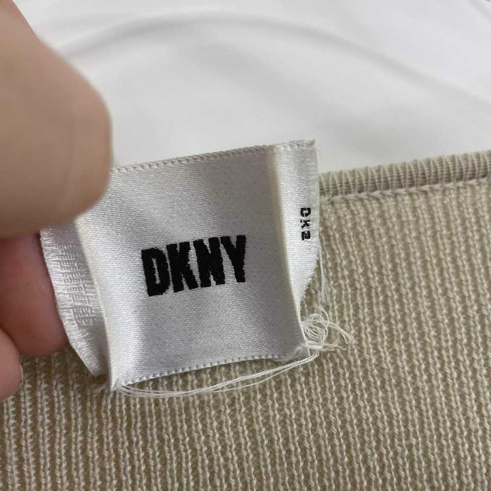 Vintage 00s DKNY Vintage Cream Wool Knit V-Neck C… - image 5