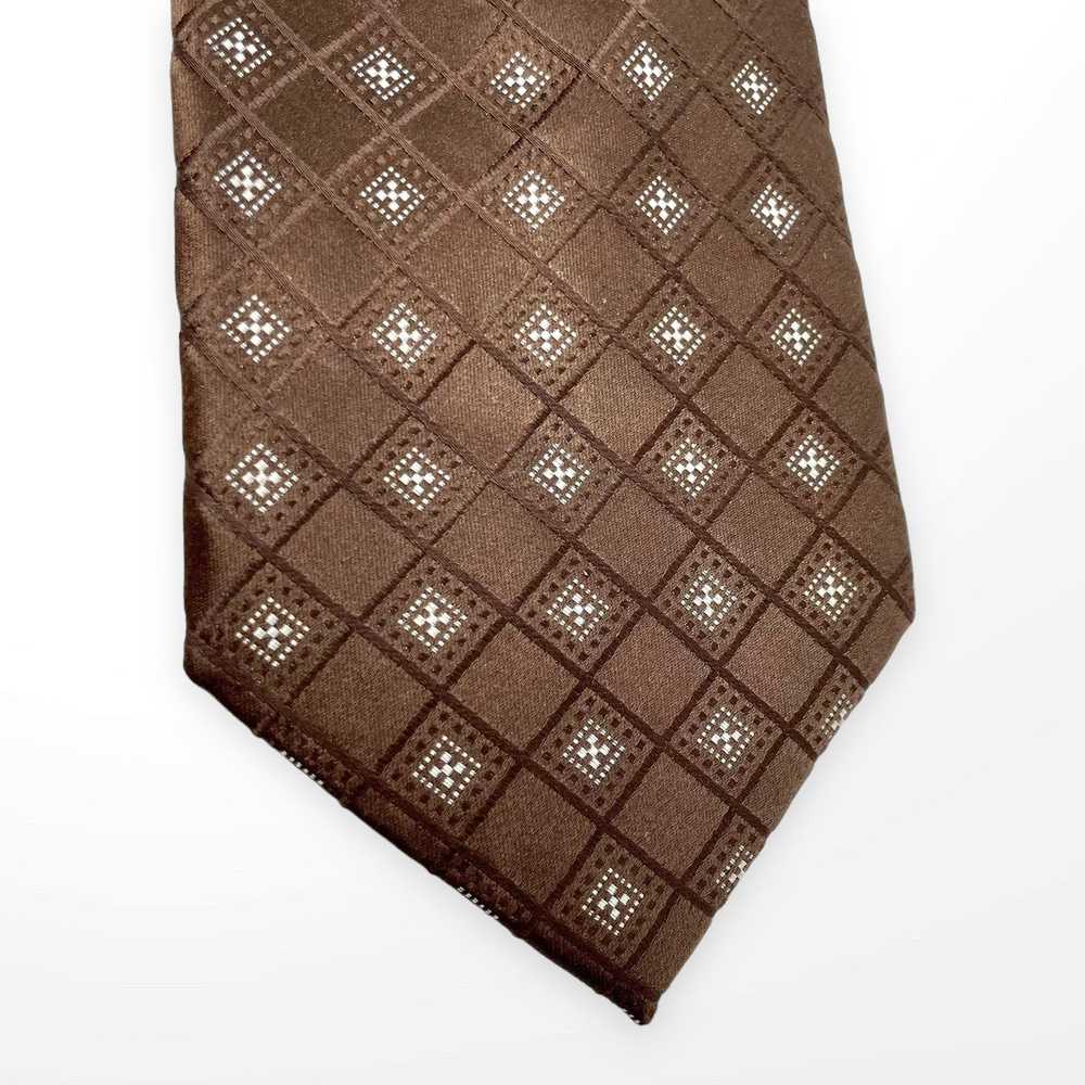 Other Unbranded Brown White Silk Geometric Print … - image 4