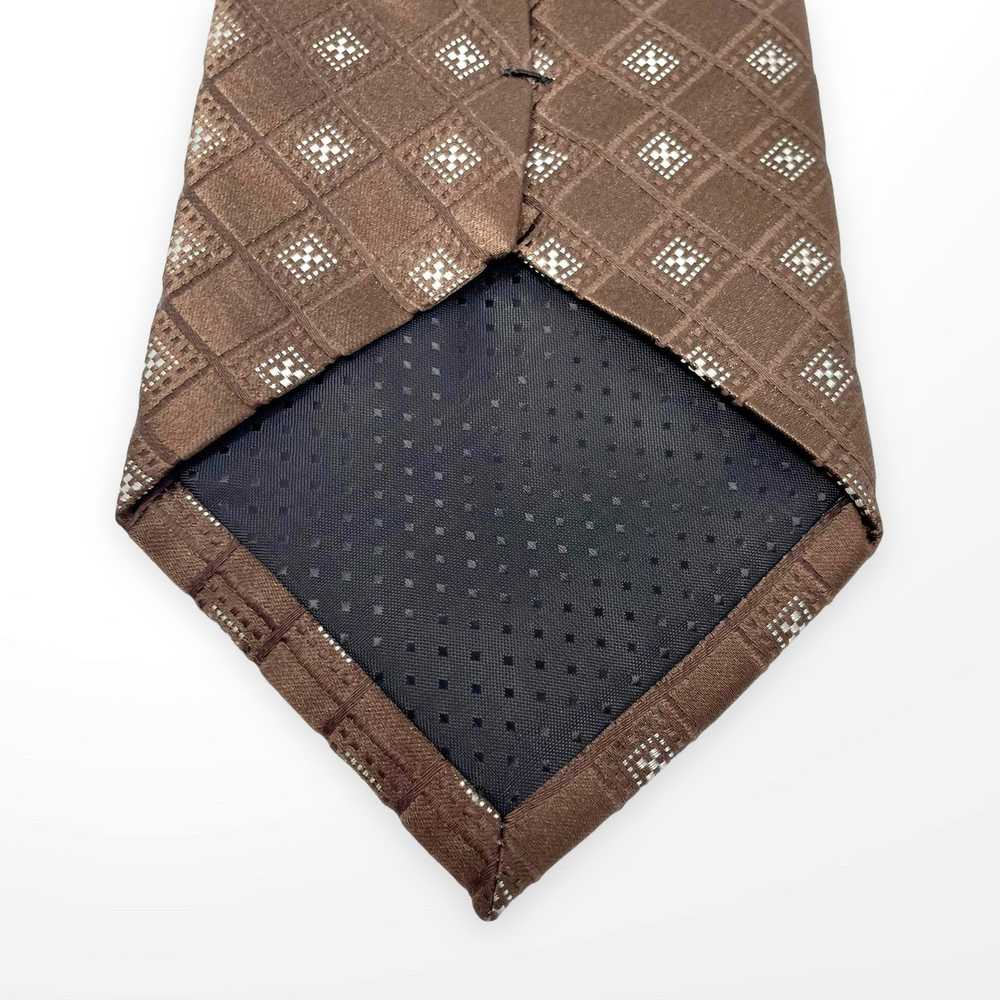 Other Unbranded Brown White Silk Geometric Print … - image 5