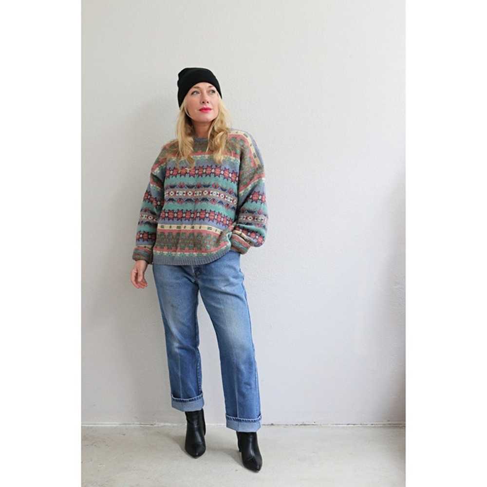 1990's Woolrich Hand Loomed Pastel Wool Sweater /… - image 2