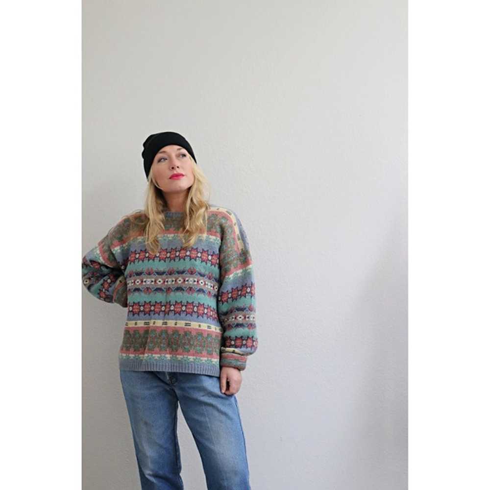 1990's Woolrich Hand Loomed Pastel Wool Sweater /… - image 3