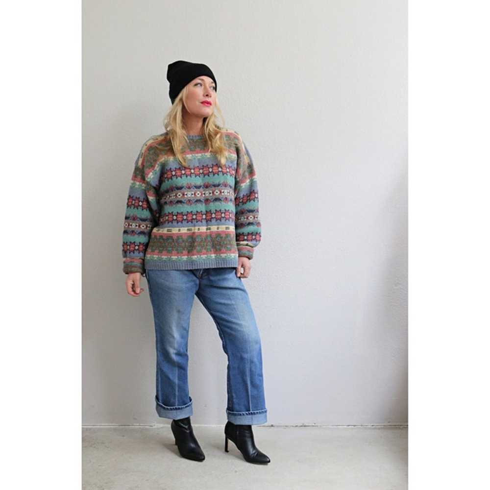 1990's Woolrich Hand Loomed Pastel Wool Sweater /… - image 4
