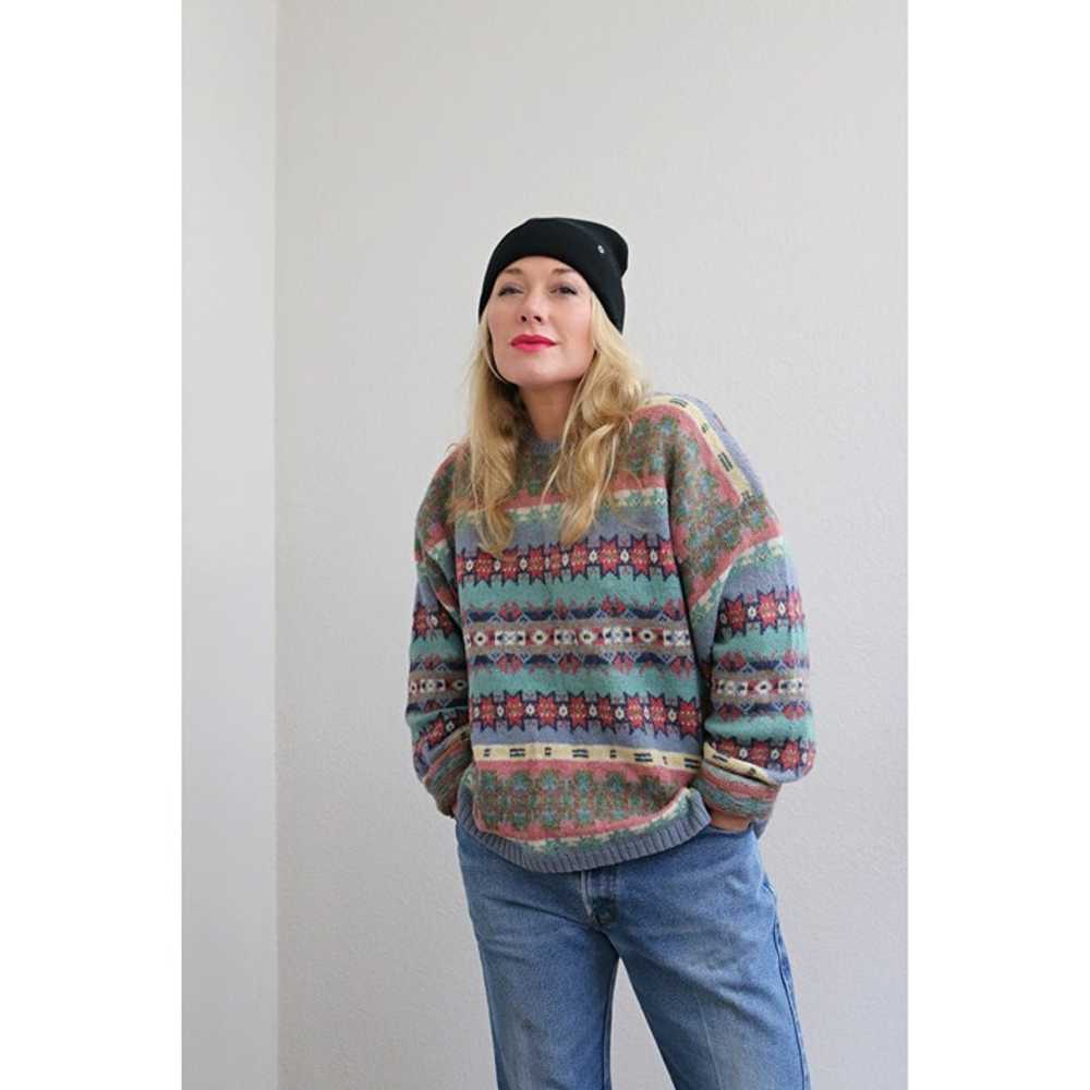1990's Woolrich Hand Loomed Pastel Wool Sweater /… - image 6