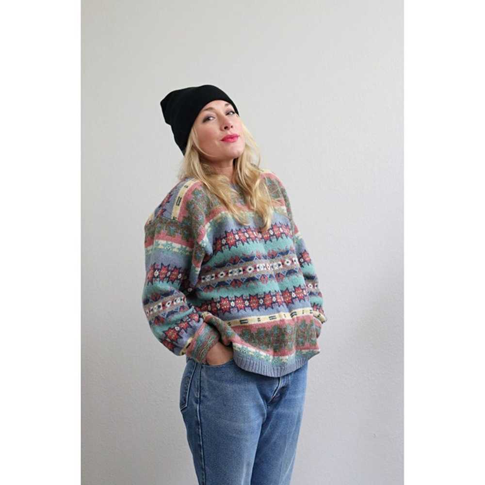 1990's Woolrich Hand Loomed Pastel Wool Sweater /… - image 7