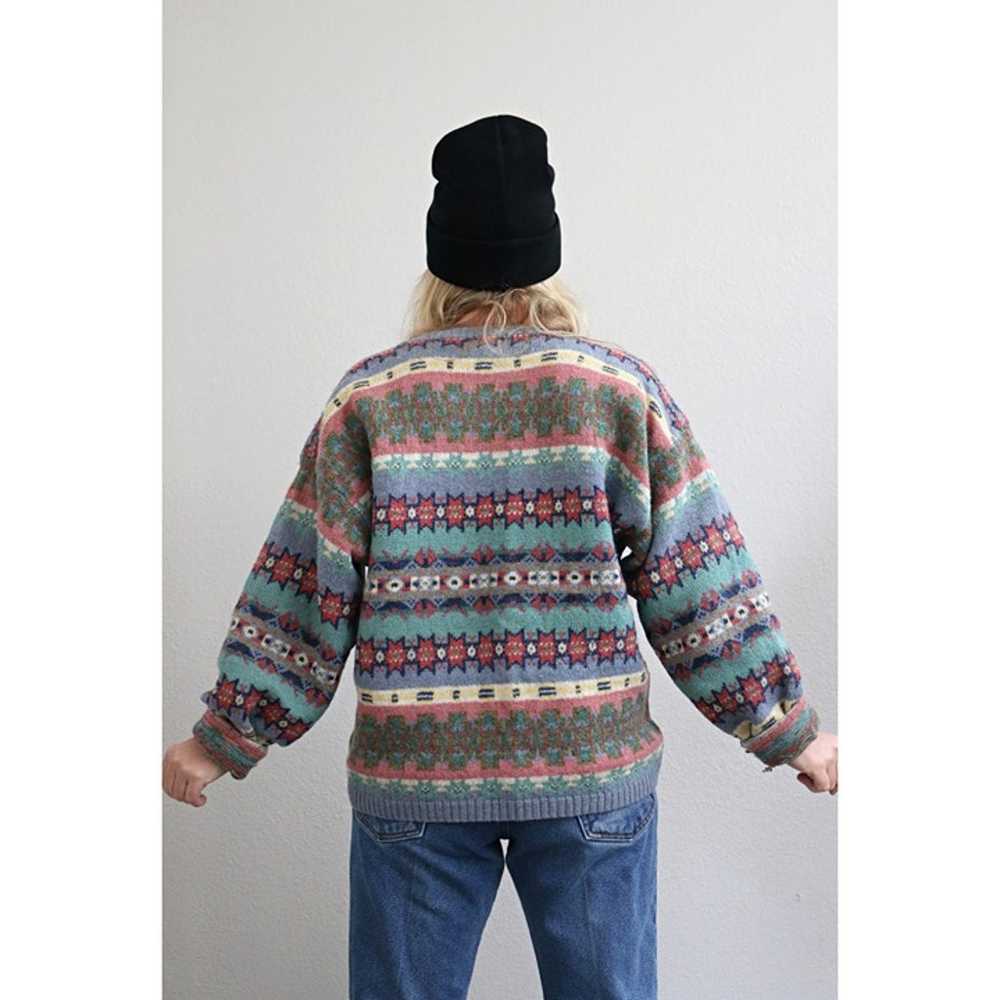 1990's Woolrich Hand Loomed Pastel Wool Sweater /… - image 8