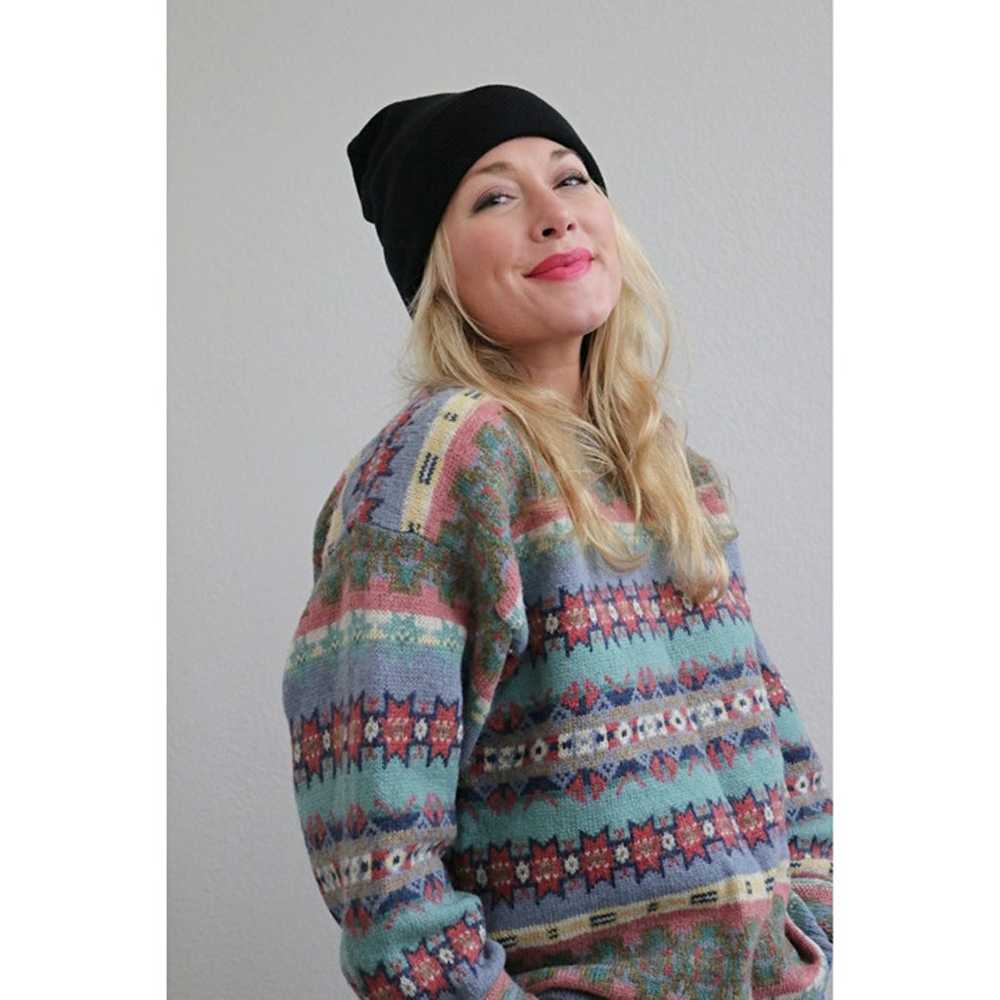 1990's Woolrich Hand Loomed Pastel Wool Sweater /… - image 9