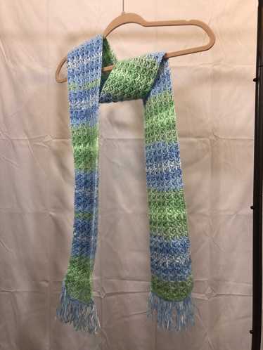 Vintage Vintage Hand Knit Crochet Thin Blue Green 