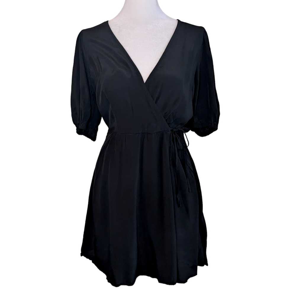 Other New Day Black Balloon Sleeve Faux Wrap Mini… - image 3