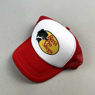 Vintage Bass Pro Shops Fish Logo Mesh Trucker Red Fishing Hat Cap Snapback