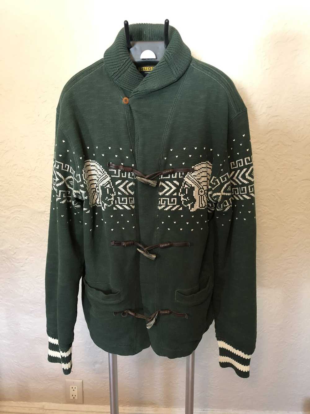 Ralph Lauren Rugby Fleece cardigan with waffle kn… - image 2