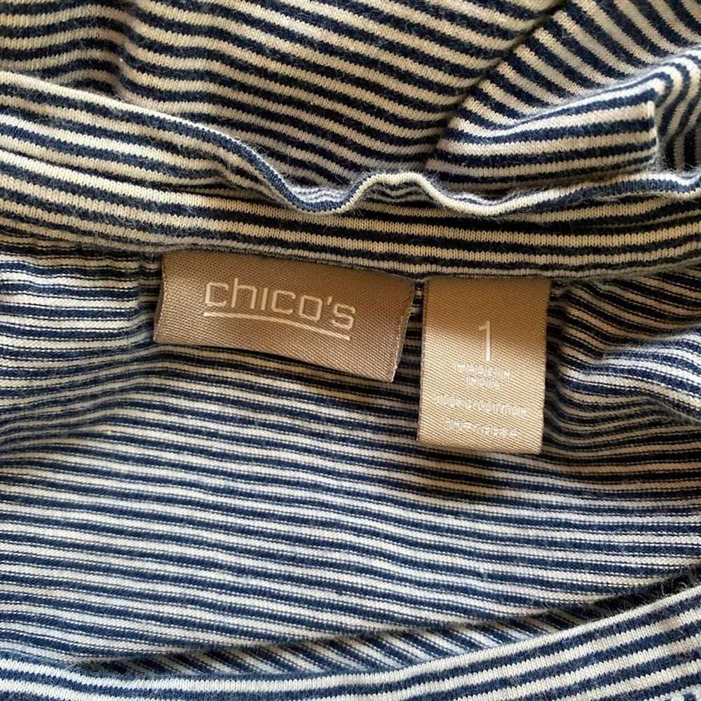 Chicos Chico’s SZ 1 blue and white striped top - image 4