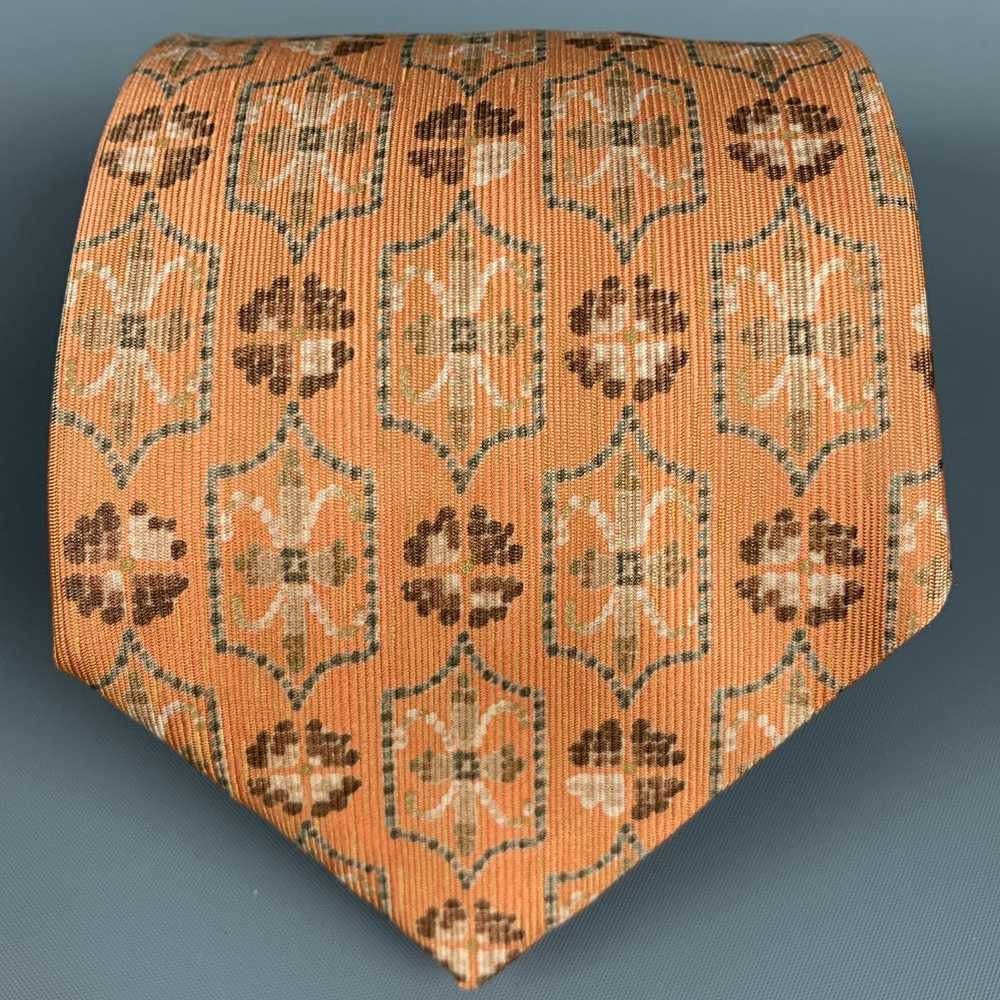 Ermenegildo Zegna Orange Beige Abstract Silk Tie - image 1