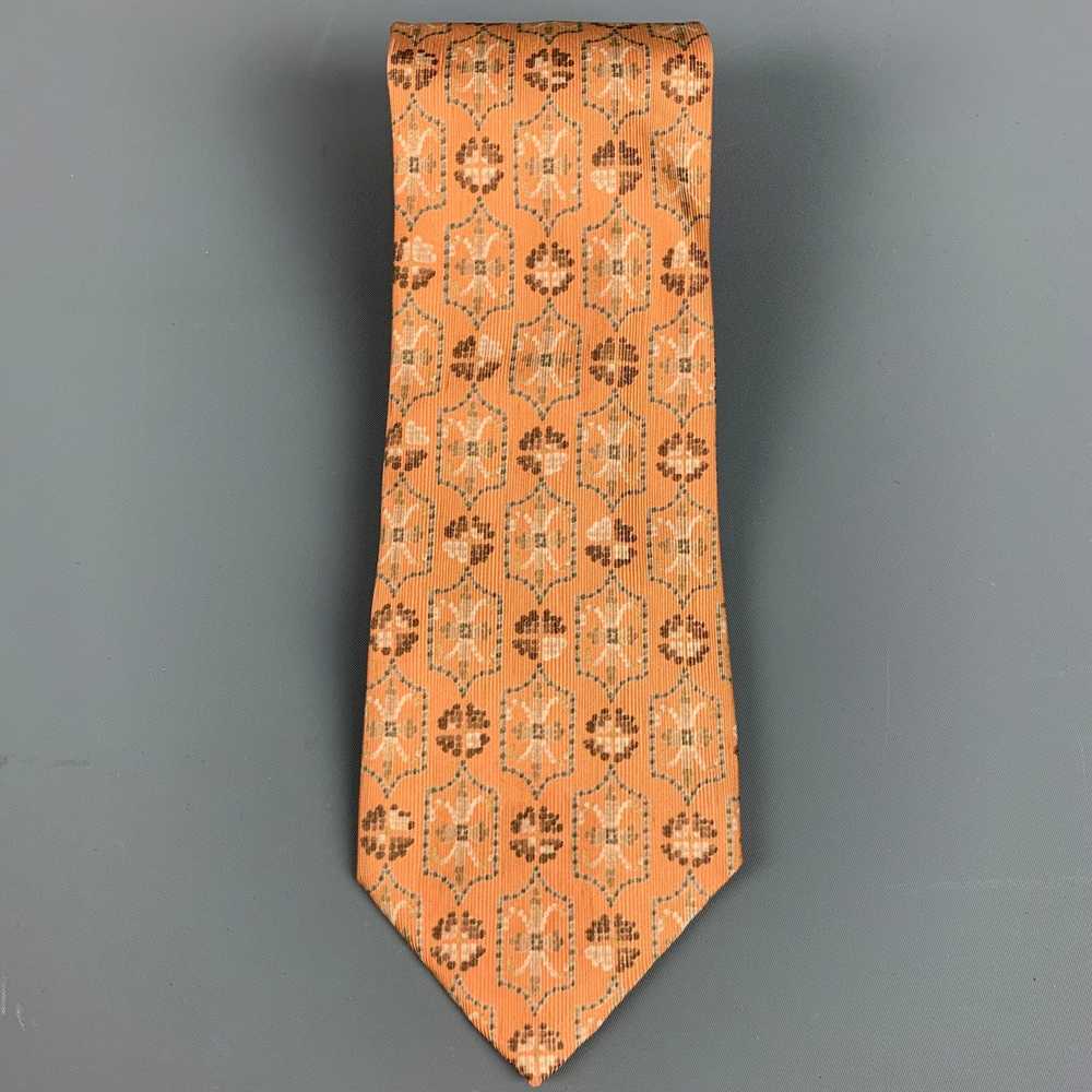 Ermenegildo Zegna Orange Beige Abstract Silk Tie - image 2