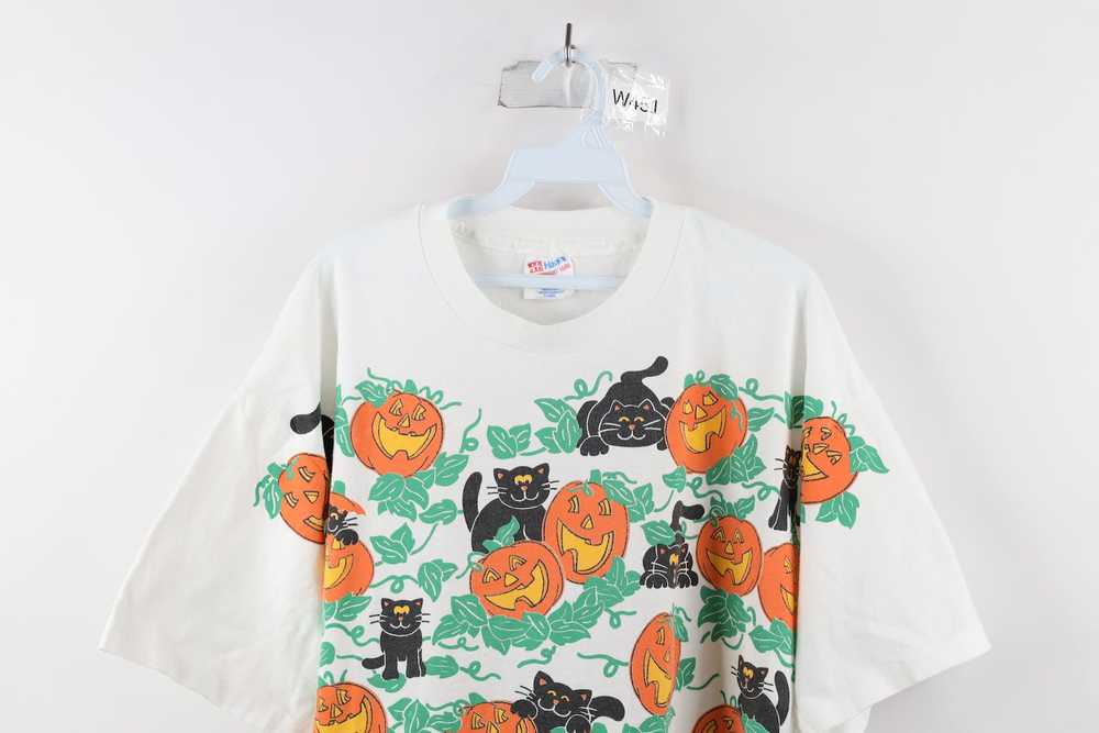 Vintage Vintage Halloween Black Cat Pumpkin Short… - image 2