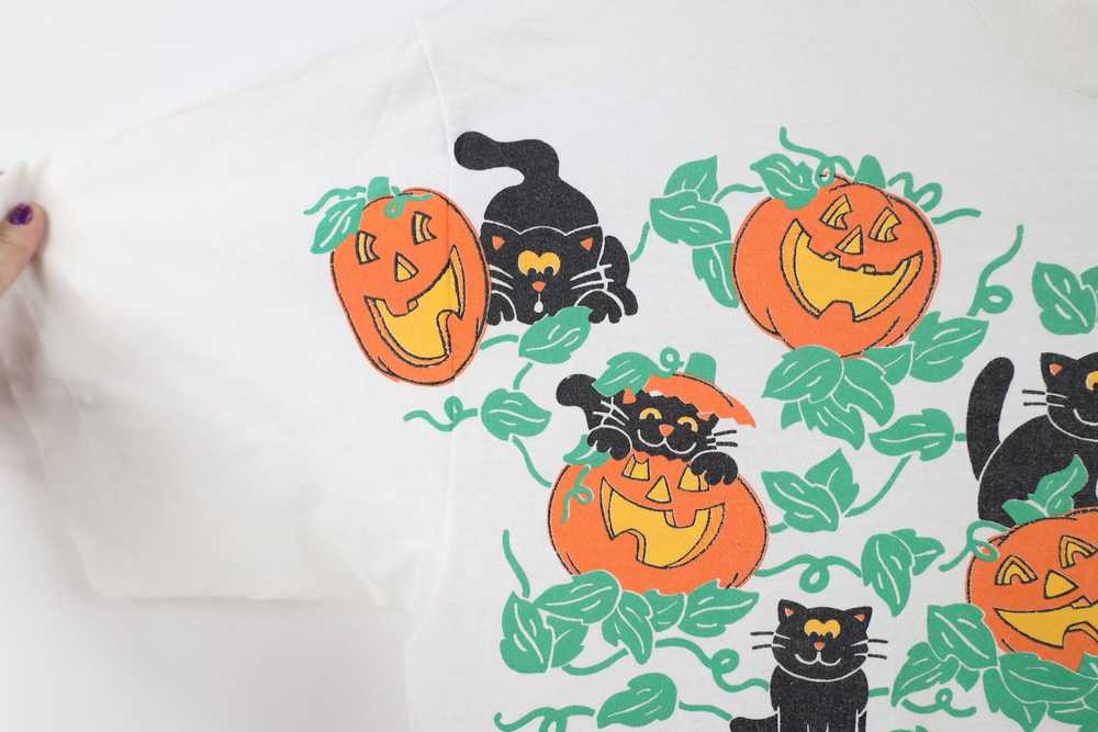 Vintage Vintage Halloween Black Cat Pumpkin Short… - image 4