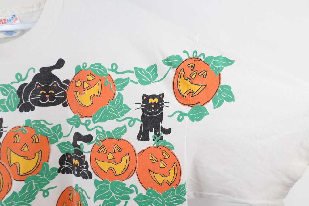 Vintage Vintage Halloween Black Cat Pumpkin Short… - image 5