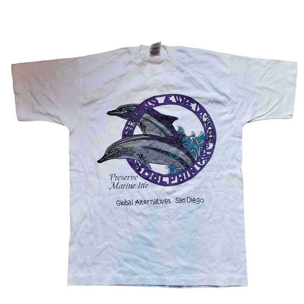 Vintage 90s Single Stitch Dolphin San Diego Calif… - image 1