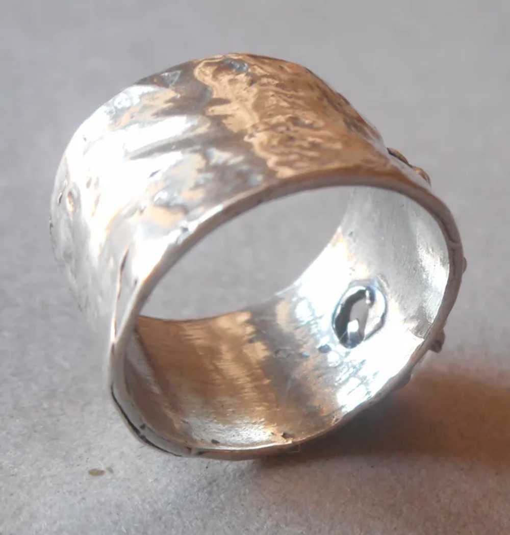 Shube's Sterling Silver Wide Band Ring Crystal St… - image 4