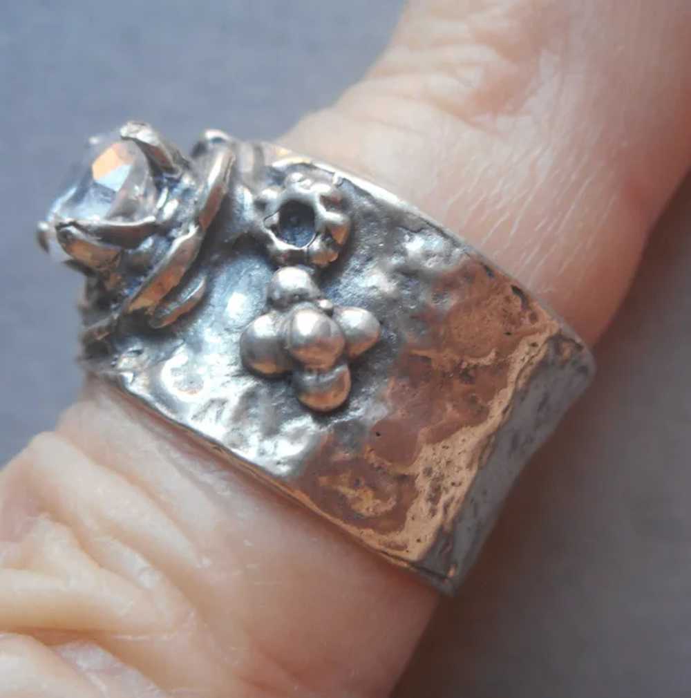 Shube's Sterling Silver Wide Band Ring Crystal St… - image 7