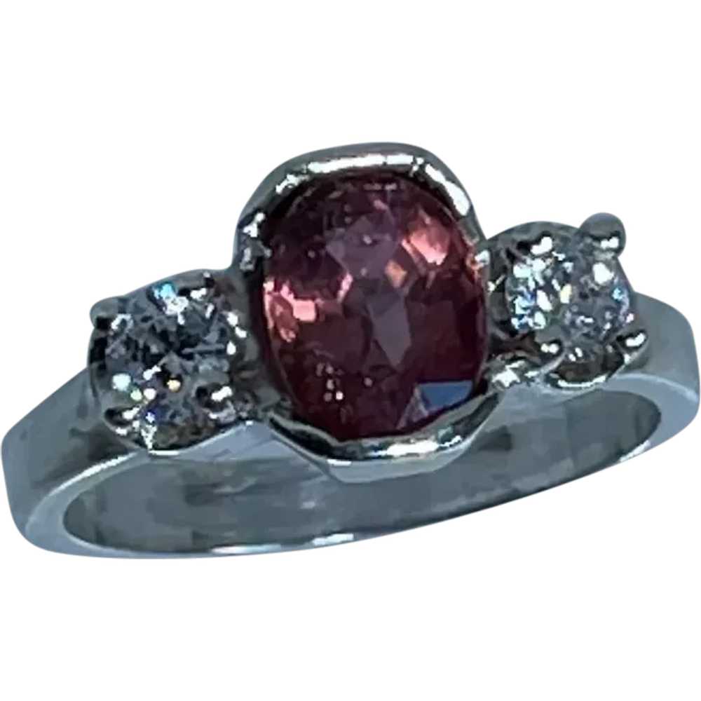 14k Pink Tourmaline and Sapphire Ring, free resize - image 1