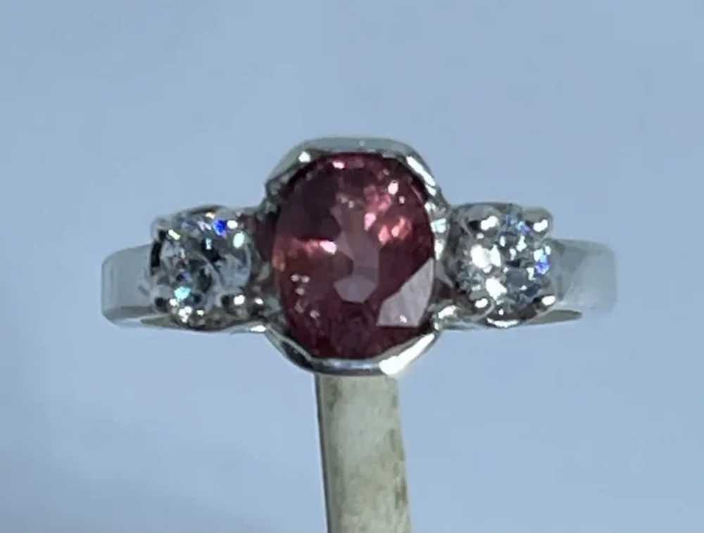 14k Pink Tourmaline and Sapphire Ring, free resize - image 2