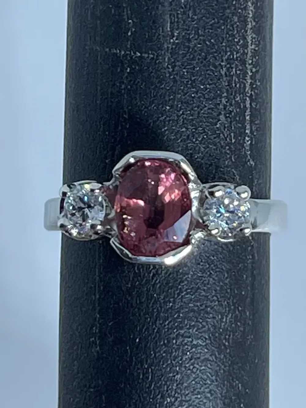 14k Pink Tourmaline and Sapphire Ring, free resize - image 3