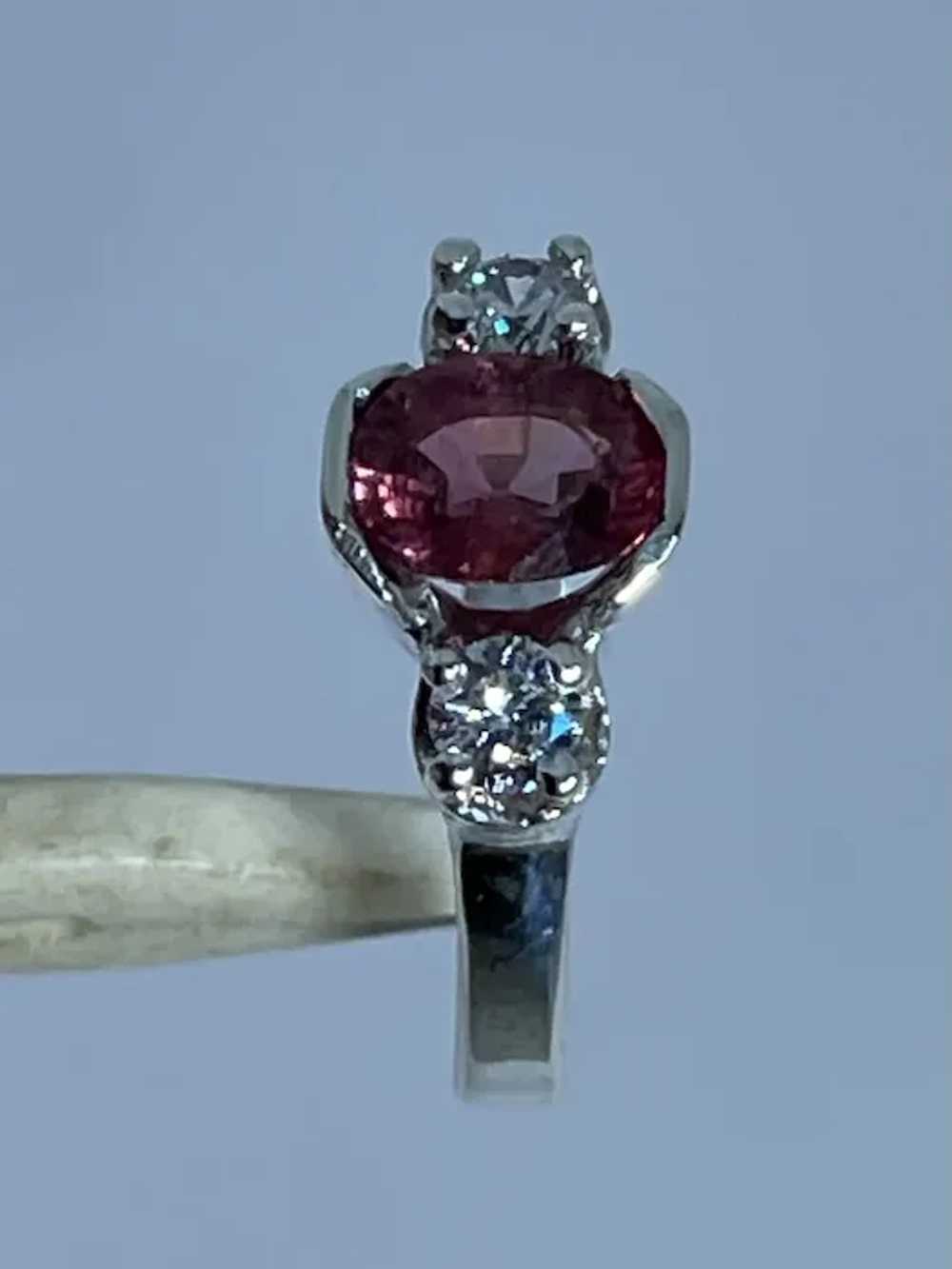 14k Pink Tourmaline and Sapphire Ring, free resize - image 4