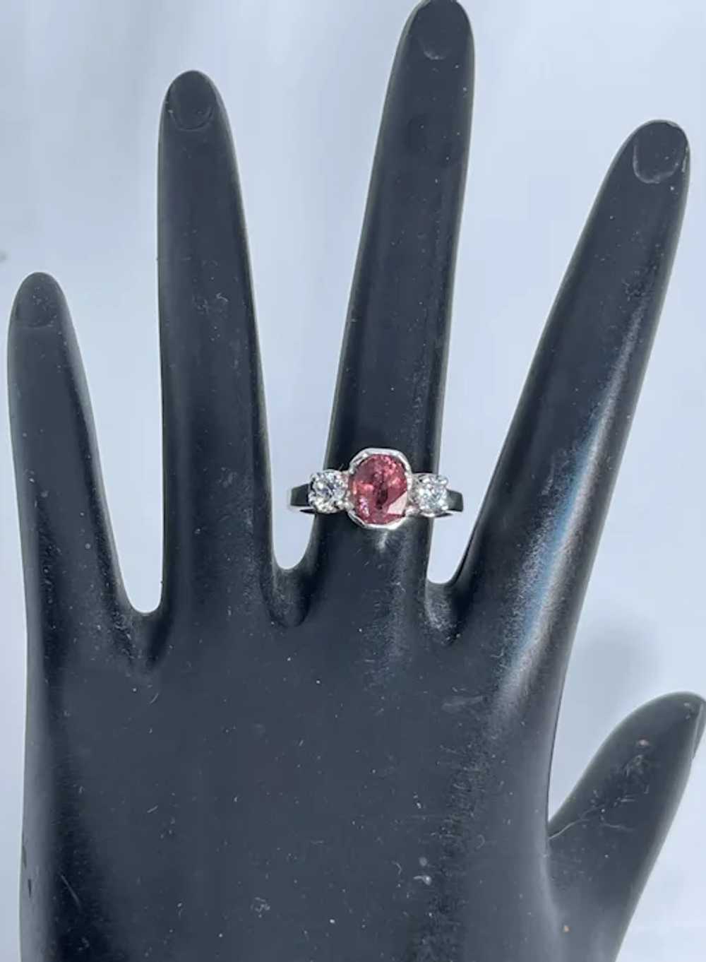 14k Pink Tourmaline and Sapphire Ring, free resize - image 8