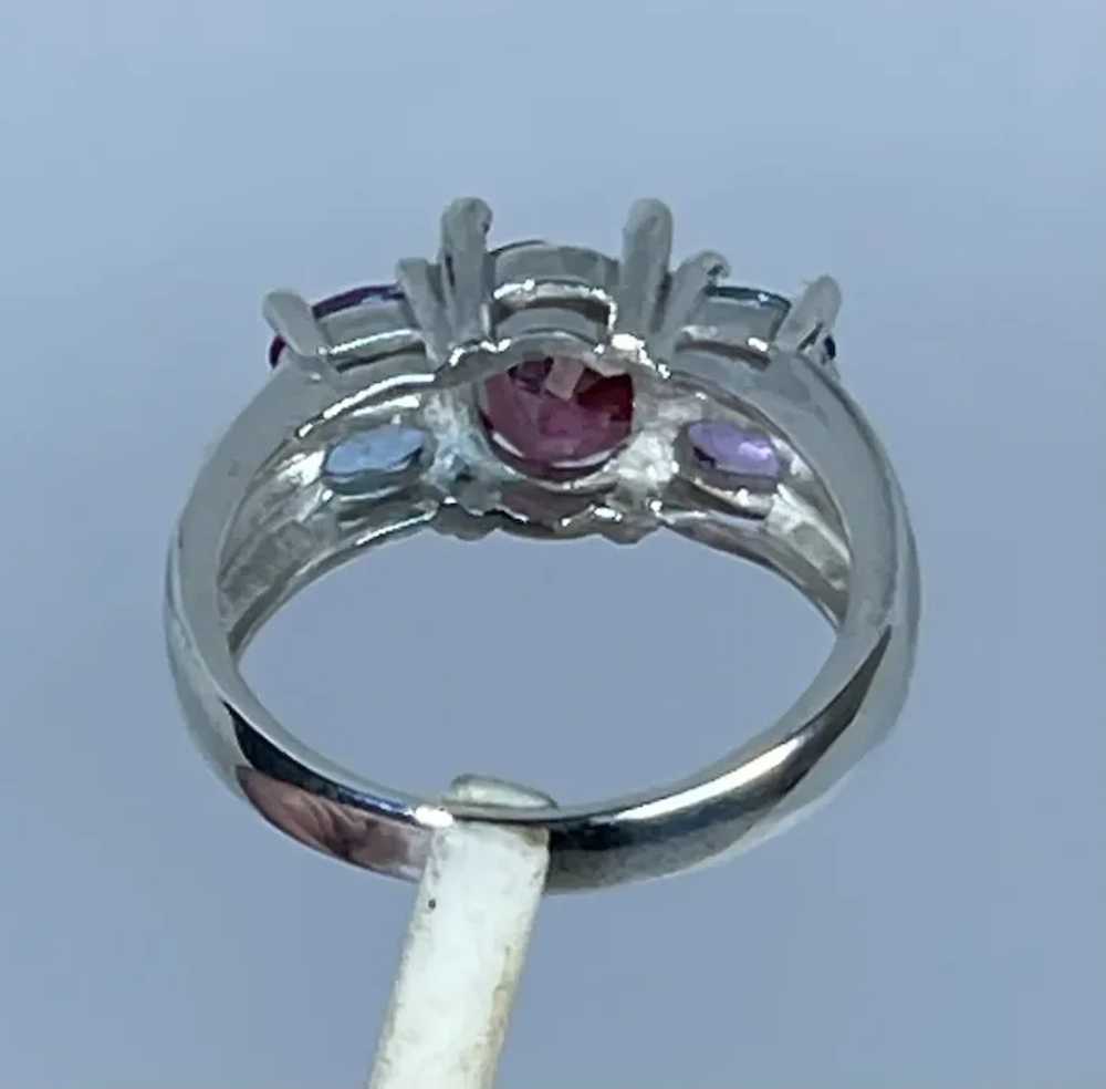 14k Pink Tourmaline, Aquamarine & Sapphire Ring, … - image 2