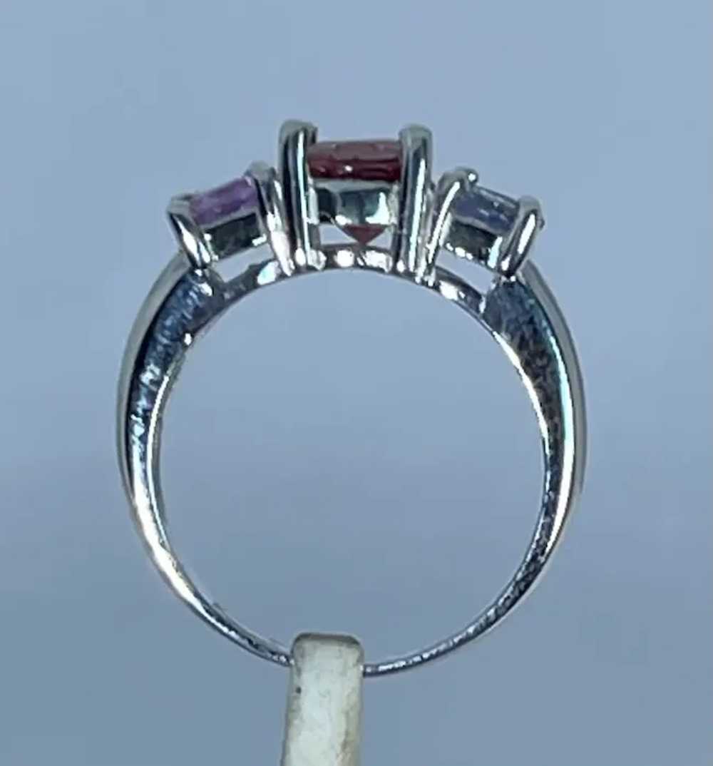 14k Pink Tourmaline, Aquamarine & Sapphire Ring, … - image 3