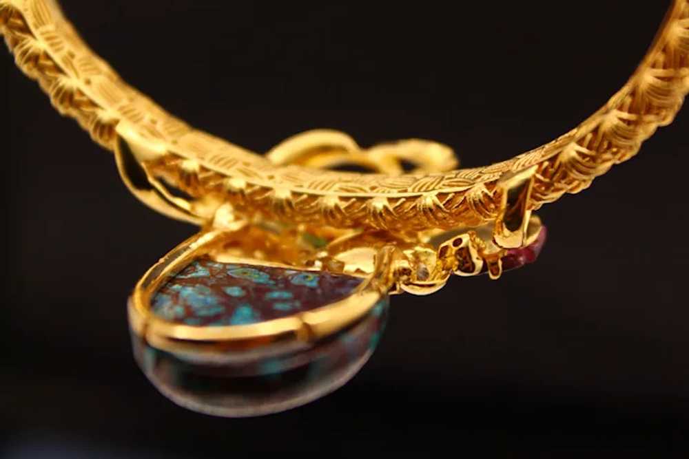 Color Multi-gems 14k Gold Bangle Turquoise. - image 10