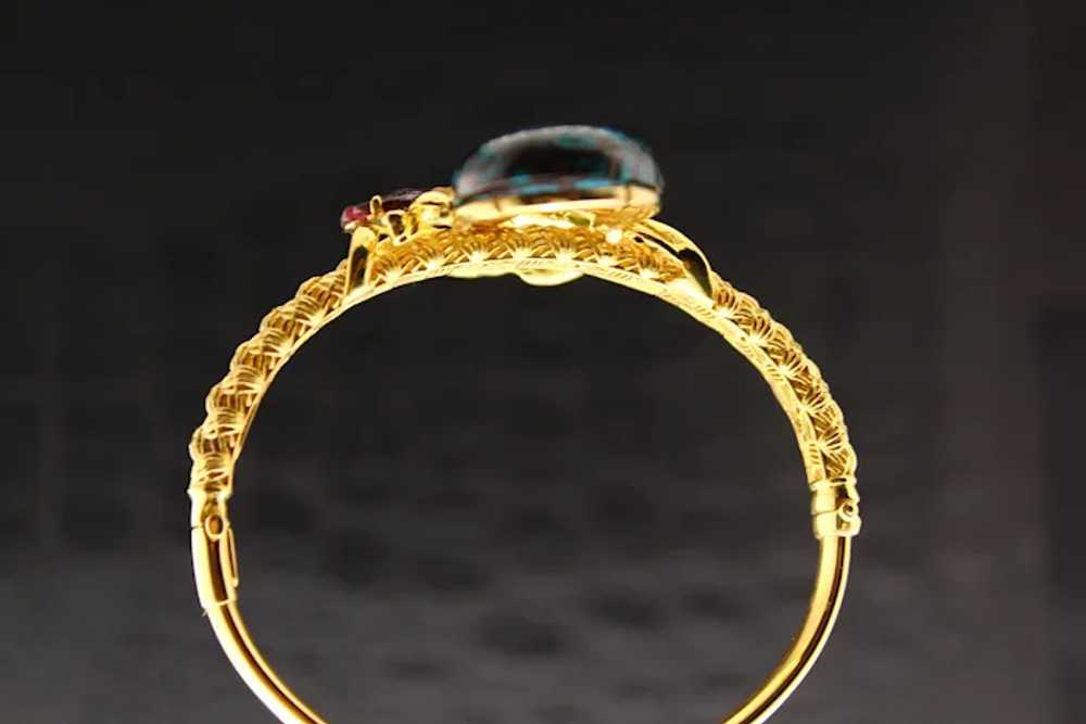 Color Multi-gems 14k Gold Bangle Turquoise. - image 7