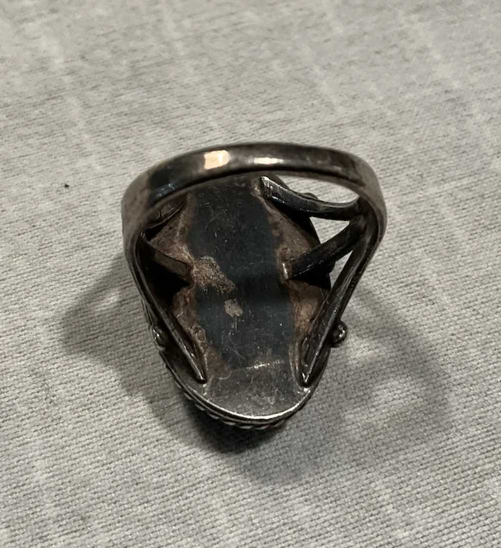 Sterling Silver and Petrified Wood Vintage Ring - image 2
