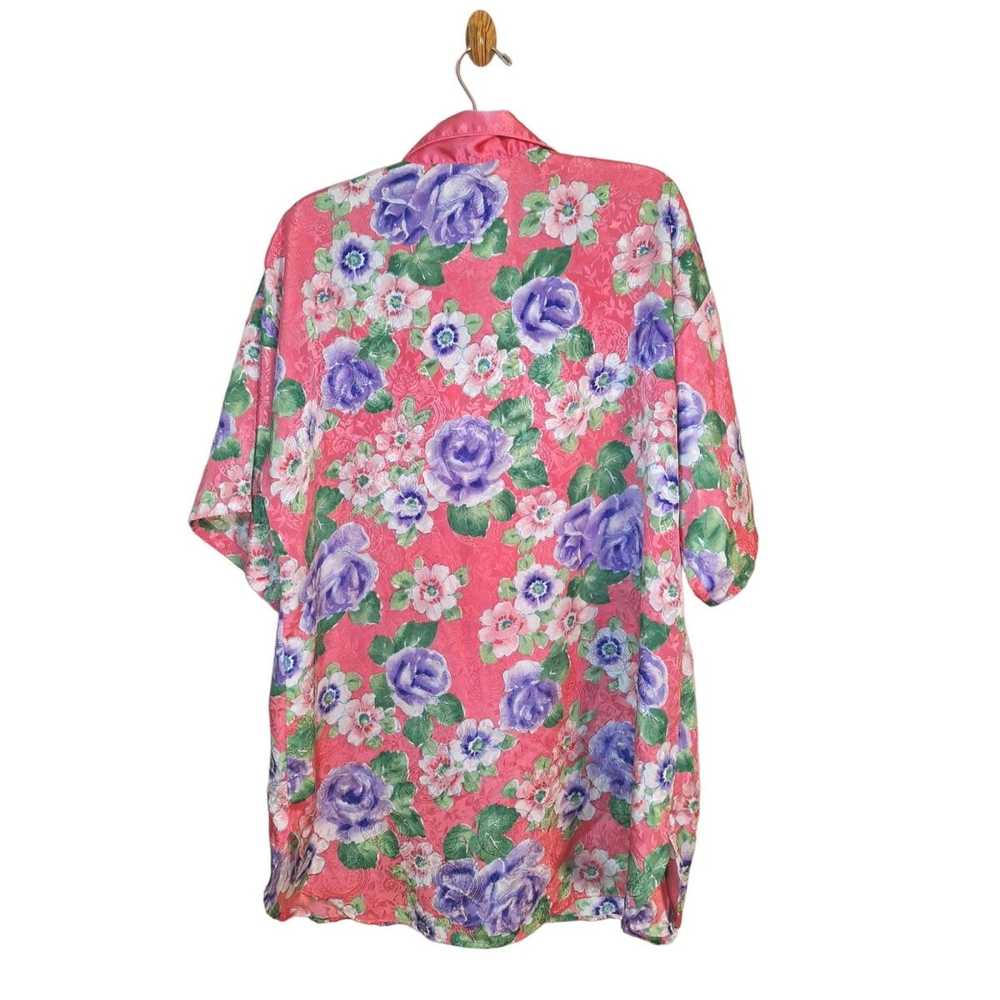 Vintage 90s VS Floral Embossed Satin Sleep Shirt … - image 2