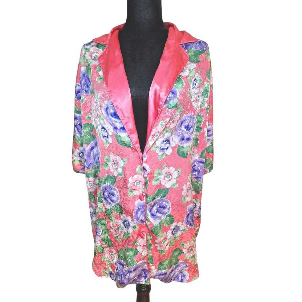 Vintage 90s VS Floral Embossed Satin Sleep Shirt … - image 3