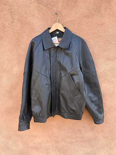 Black Leather Cooper Bomber Jacket - XLT