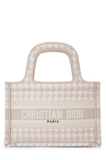 Pink Houndstooth Canvas Book Tote Mini