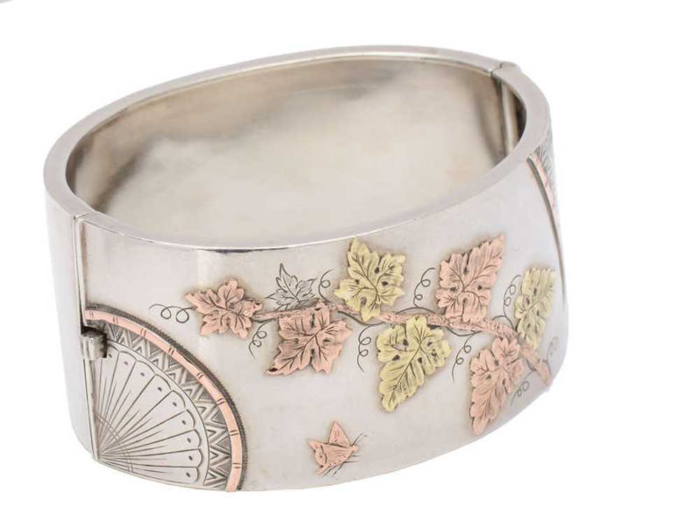 Aesthetic Movement Gold & Silver Wide Bangle - image 1