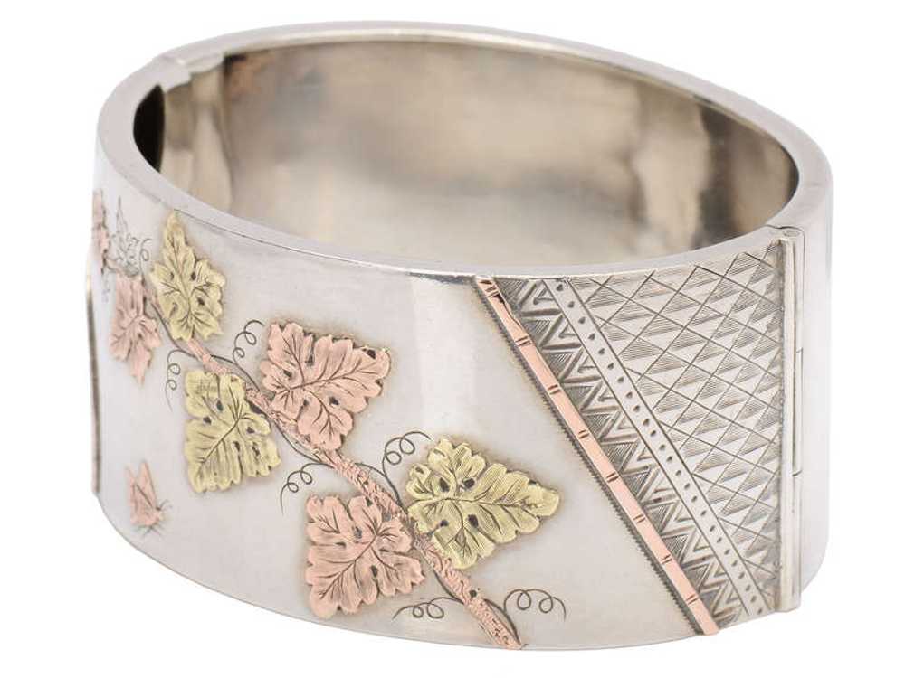 Aesthetic Movement Gold & Silver Wide Bangle - image 3