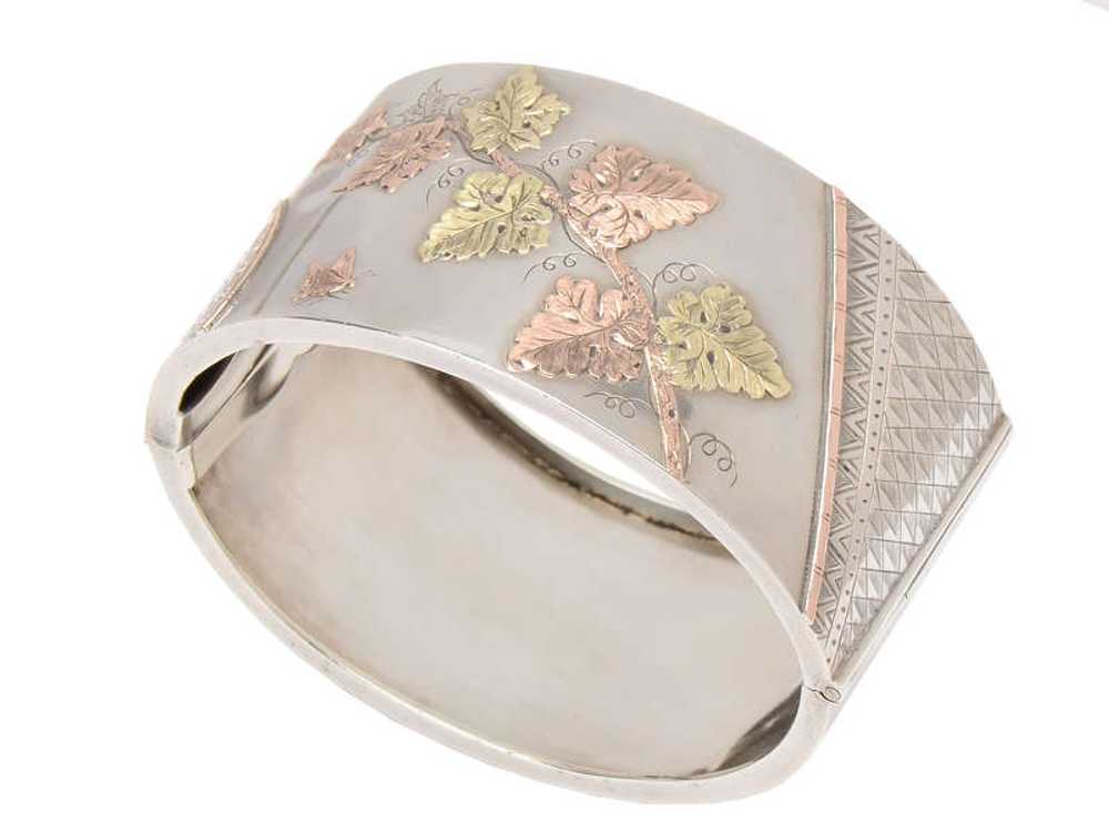 Aesthetic Movement Gold & Silver Wide Bangle - image 4