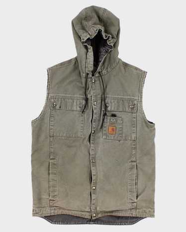 Vintage Men's Sage Green Carhartt Hooded Vest - M - image 1