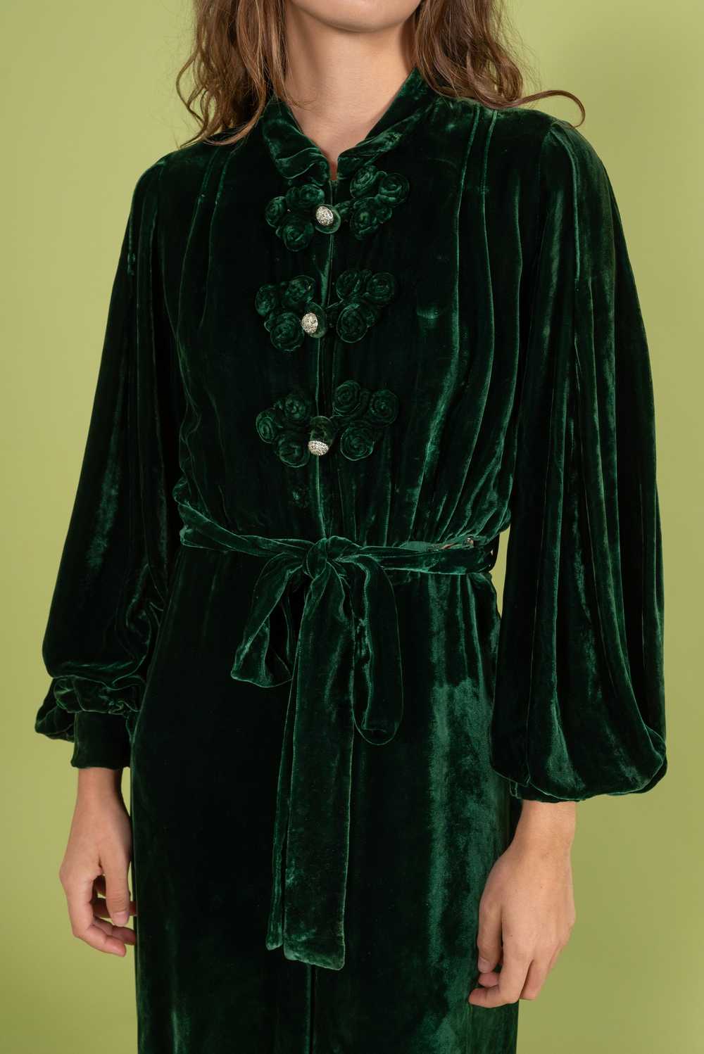1930s Green Silk Velvet Jumpsuit [sm/med] - image 2
