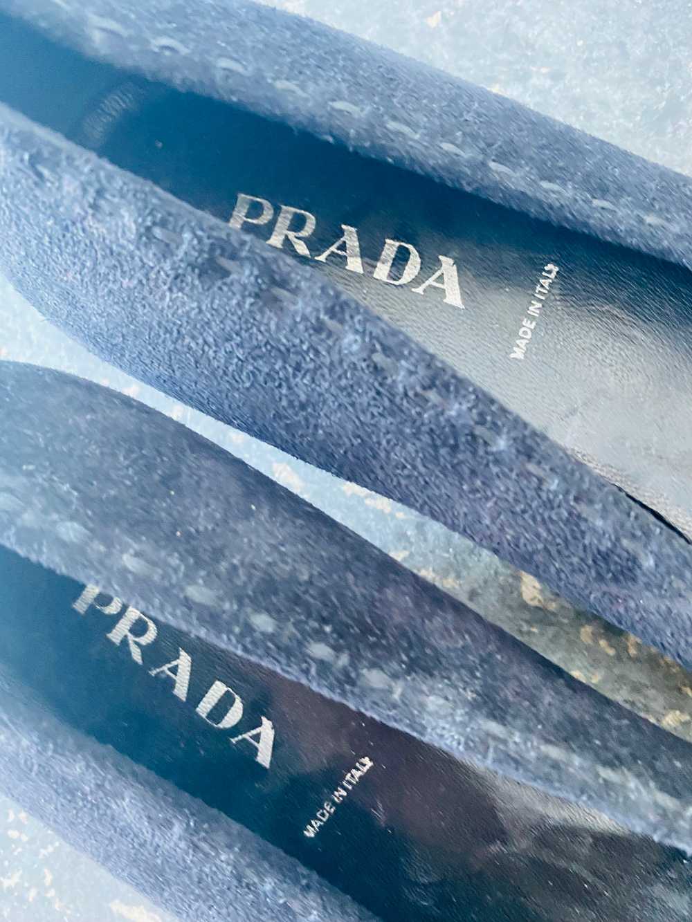 Prada Black Suede Square Toe Kitten Heels 7.5 - image 2