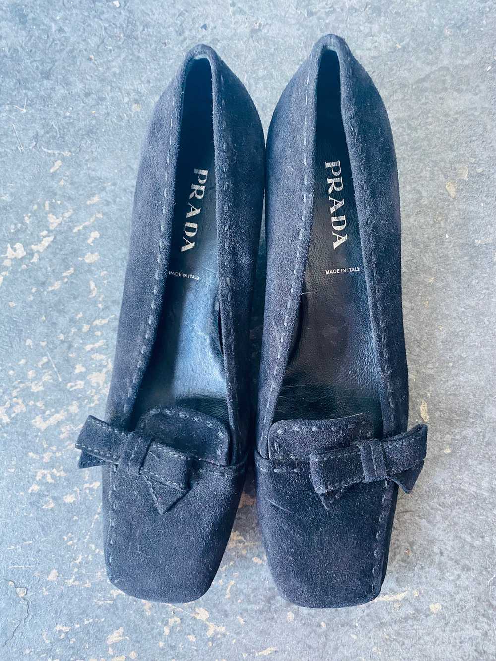 Prada Black Suede Square Toe Kitten Heels 7.5 - image 6