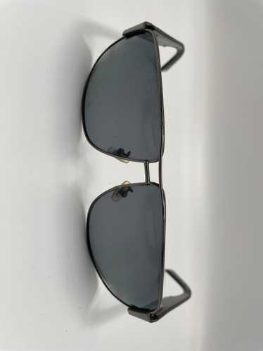 MADE IN ITALY Wrap Oval Semi-rimless Sunglasses Man Matt Black