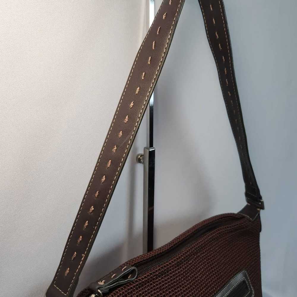 The Sak Crochet Shoulder Bag Stitched Strap Brown… - image 5