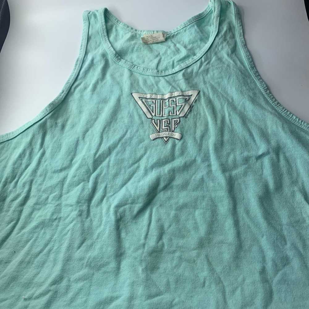 Men’s mint green vintage Guess tank top large - image 1